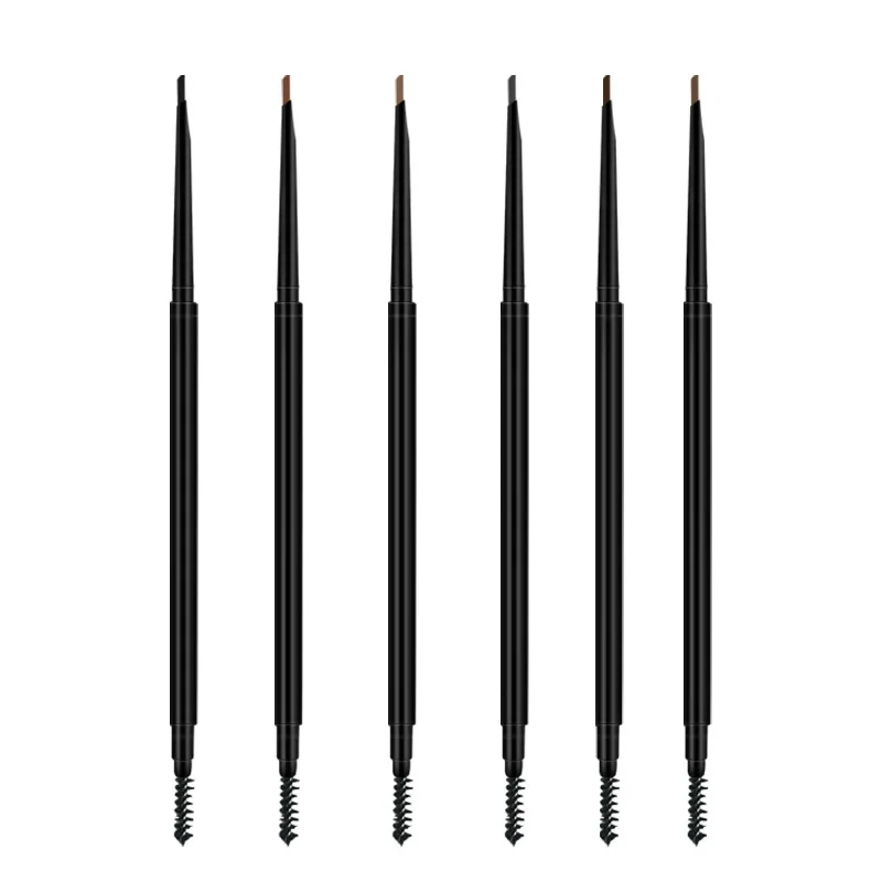Stylo rotatif à double tête pour les yeux, maquillage naturel, super fin, imperméable, durable, noir, marron, propre étiquette privée