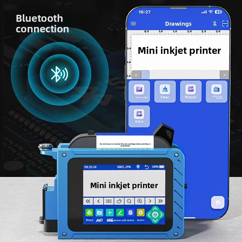 Hand-held Mini Inkjet Printer Automatic Small Date Printer for High Adhesion Ink 600dpi for Food Plastic Bottles Cans
