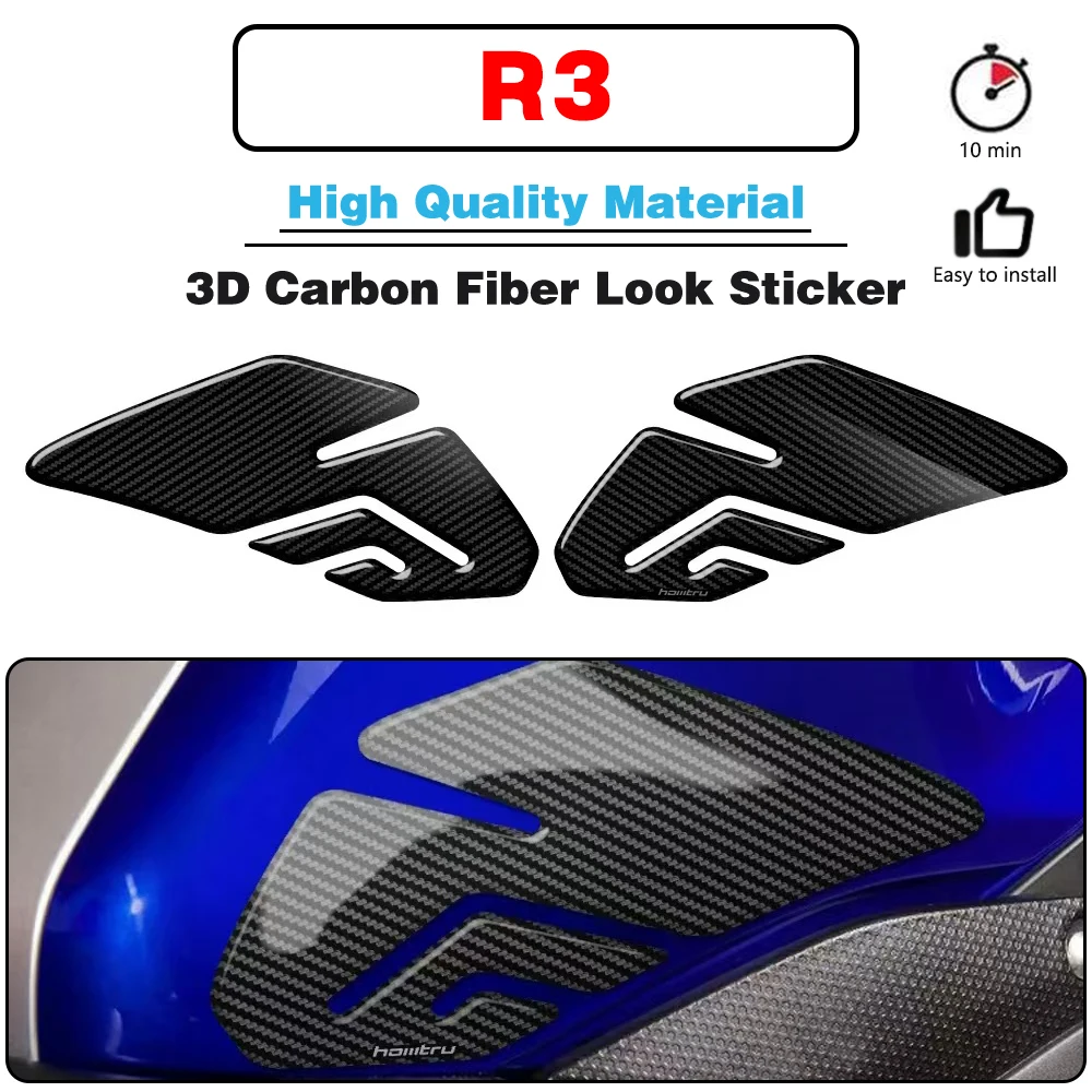 

For YAMAHA YZF-R3 R3 2015 2016 2017 2018 Motorcycle Side Fuel Tank Pad Knee Grip Protection Sticker Carbon-look