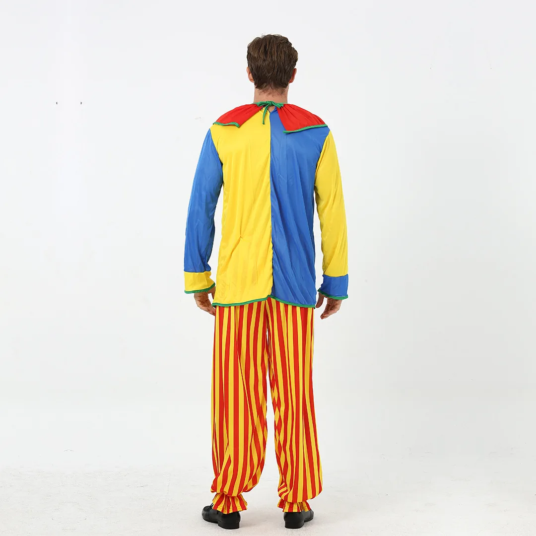 Adult Jumpsuit Clown Cosplay Costume Stage Performance Suit Carnival Fiesta Circus Party Clown Clothing 3Pcs Set Role-playing