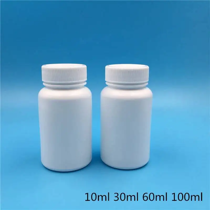 50PCS HDPE White Plastic Empty Jars - 10ml 30ml 60ml 100ml Multi-Size Containers for Pills, Powder, Bath Salts & Cosmetics