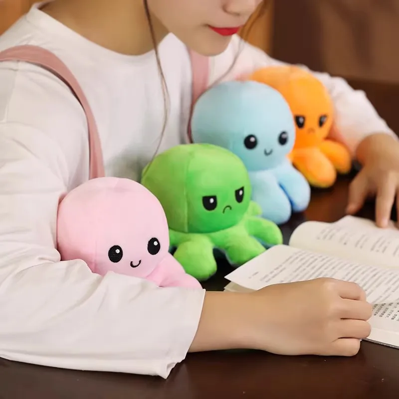 

2026 Flip Side Octopus Plu Doll Toy Changeable Face Happy And Any Octopus Kids Playtime Soft Stuffed Animal Sea Life Themed
