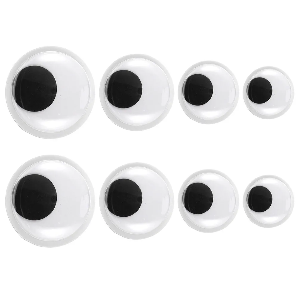 8Pcs Cute Wiggle Quality Multi-Size Black White Googly Eyes for DIY Supplies Craft Decors Classroom Refrigerator Car
