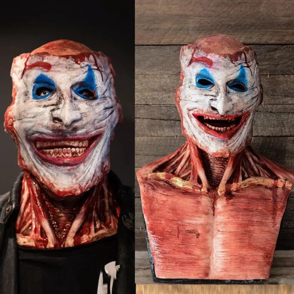 

Halloween effrayant sanglant crâne Joker masque Cosplay horreur Clown Double couche squelette démon Latex casque fête Costume