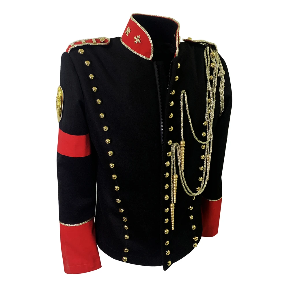 MJ Michael Jackson Black Military Jacket with British Punk Outwear in 1998\'s