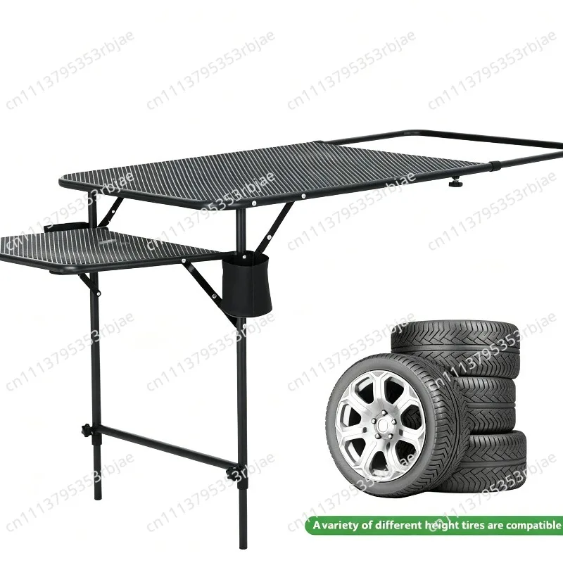 Portable Car Tire Camping Table, Foldable Extendable Height Adjustable Outdoor Picnic Side Table