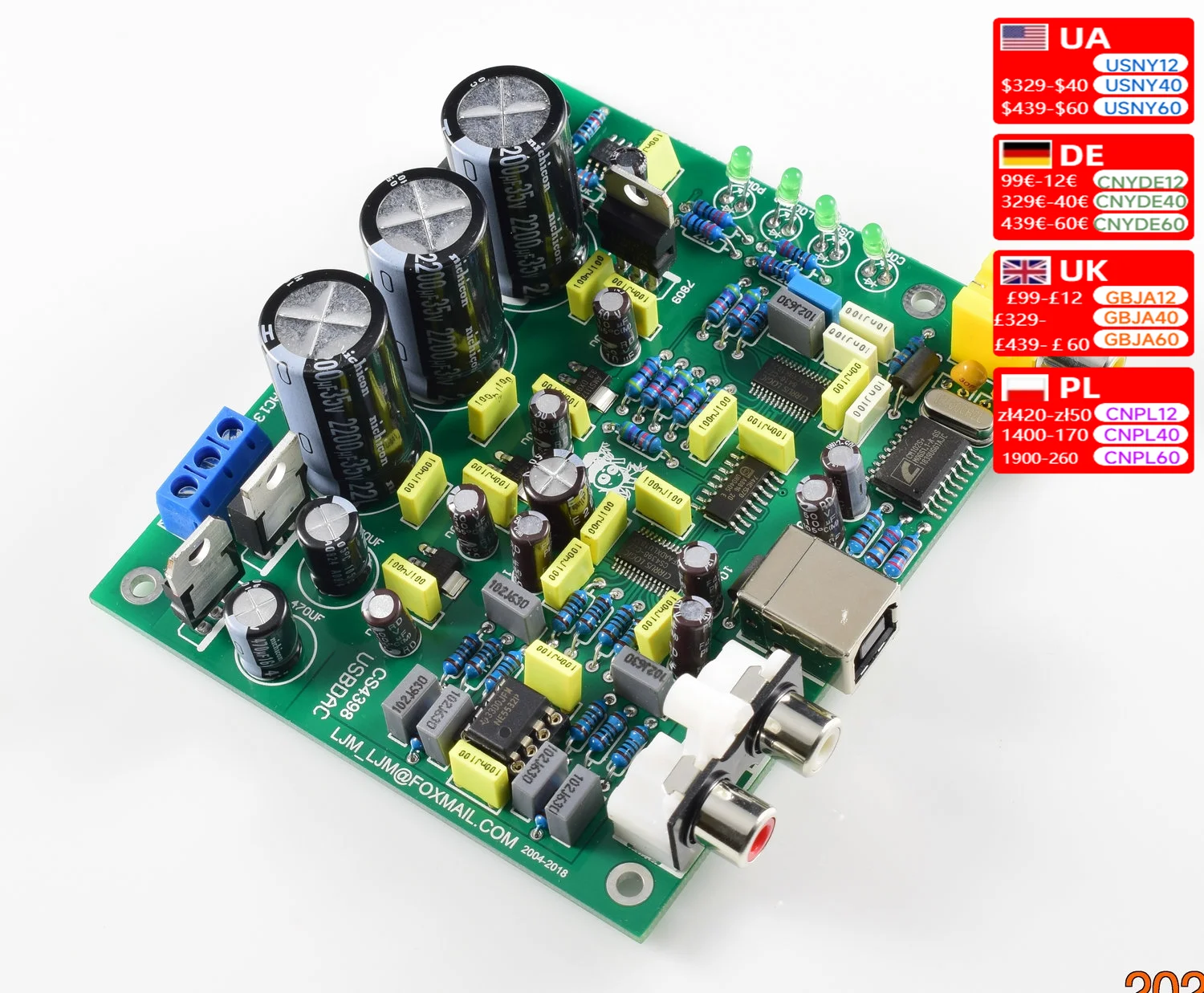 Nvarcher CS4398 DAC with USB Coaxial 24/192K Decoder