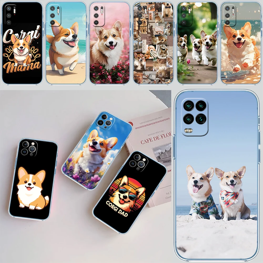 AD19 Funda transparente para teléfono con diseño de perro Corgi para Motorola Moto G7 G8 G9 G84 G85 G73 G24 G15 Z2 Play Power Plus