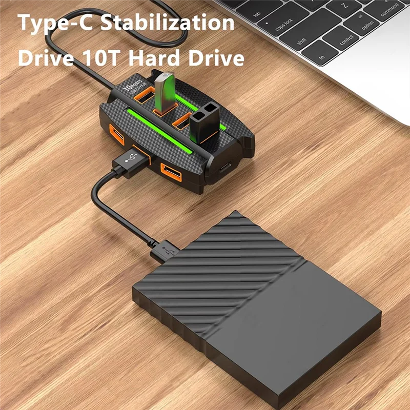 Hub USB de 1,2 M, 10 puertos USB 2,0, lector de tarjetas divisor, expansor USB para ordenador portátil, teclado, ratón, unidad Flash de disco duro