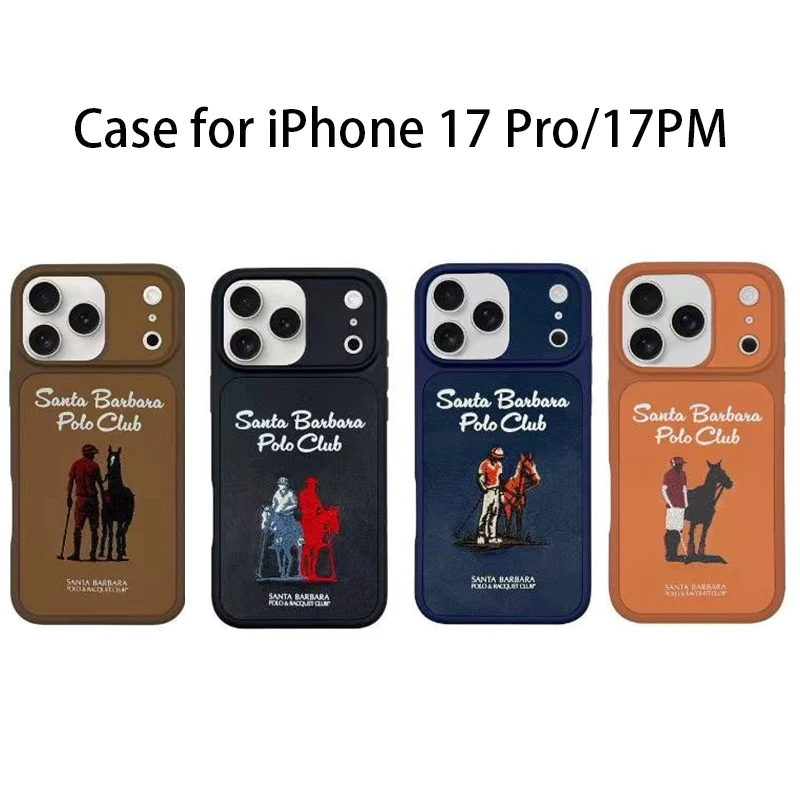 

Magnetic Leather Embroidery Horse Questa Phone Case For iPhone 17 Pro Max Protective Cover for iPhone 17 Pro Black Brown Orange