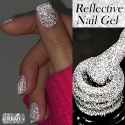 LILYCUTE 7ML Silver Reflective Glitter Gel Nail Polish French Style Bright Sparkling Sequins For Manicure Nail Art Gel Varnish