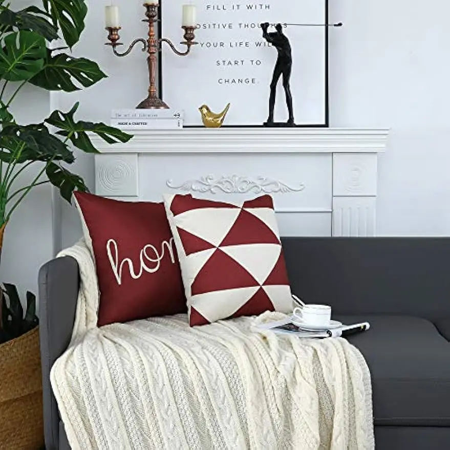 Red geometric modern decorative cushion cover for pillows living room sofa cushion cover 45x45 cm pillow case home decor