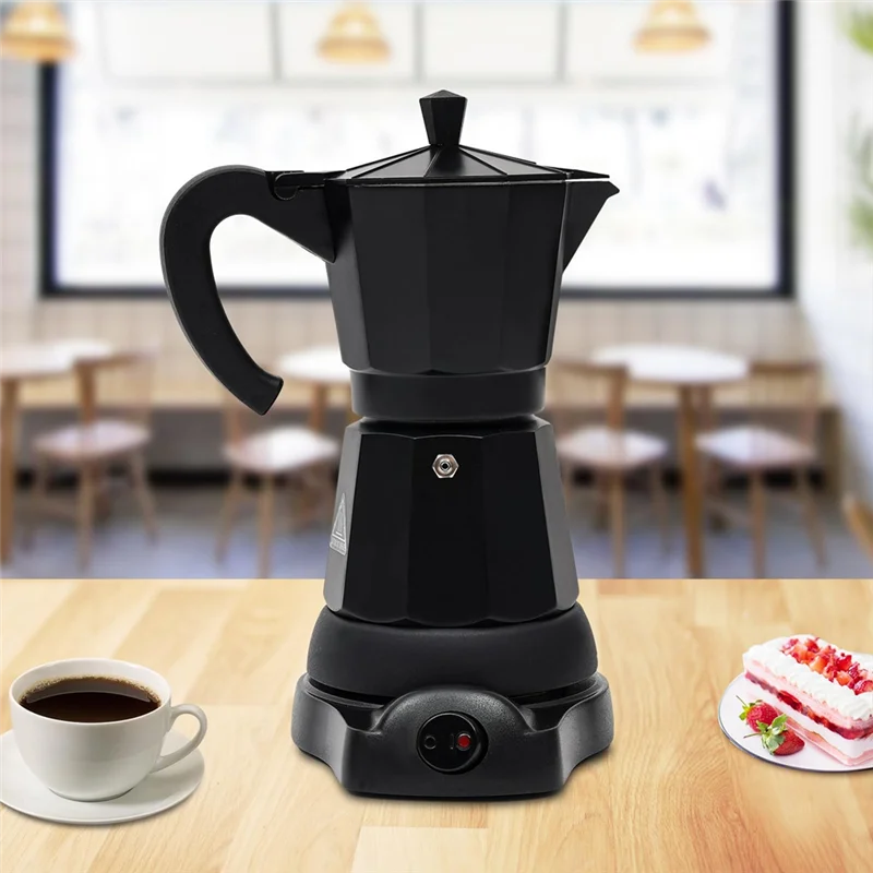 AF93-Electric Espresso Machine For 6 Cups-300 Ml Electric Coffee Machine ,Aluminium Espresso Maker Mocha Espresso Jug Eu Plug