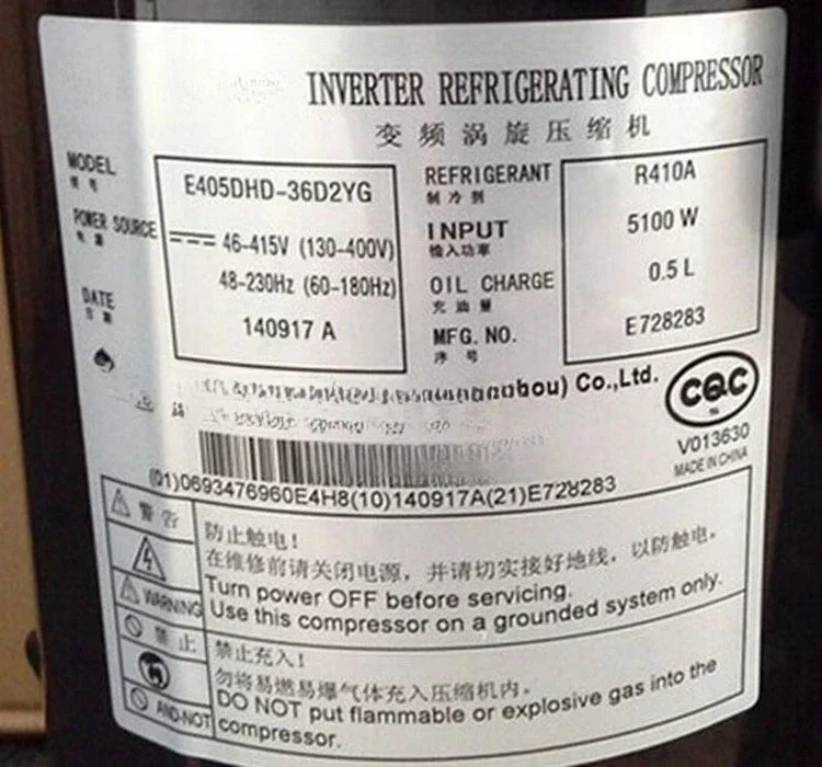 

Frequency conversion compressor e405dhd-36d2yg air conditioner compressor refrigeration e405dhd-38d2yg