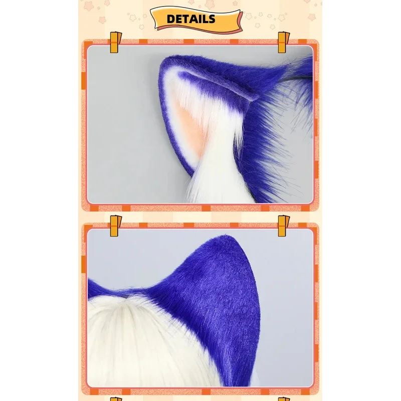 Imitation Handmade Kc Anime Lolita Jk Cat Plush Ears Cosplay Hair Headwear Blue Sonic Hedgehog Halloween Ear Hairband view 6