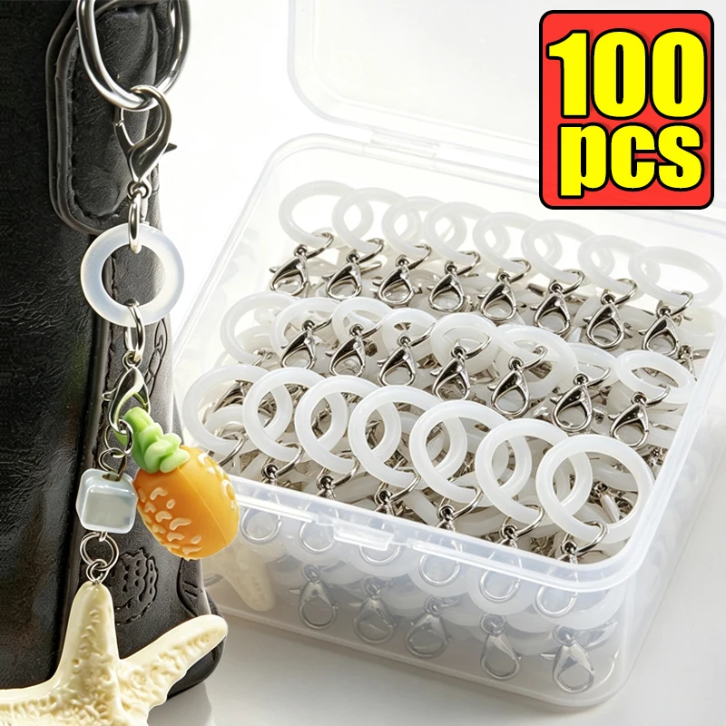 Transparent O-Shaped Silicone Keyring Flexible Rubber O Rings Keychain Connectors DIY Jewelry Bag Charm Making Small Accessory