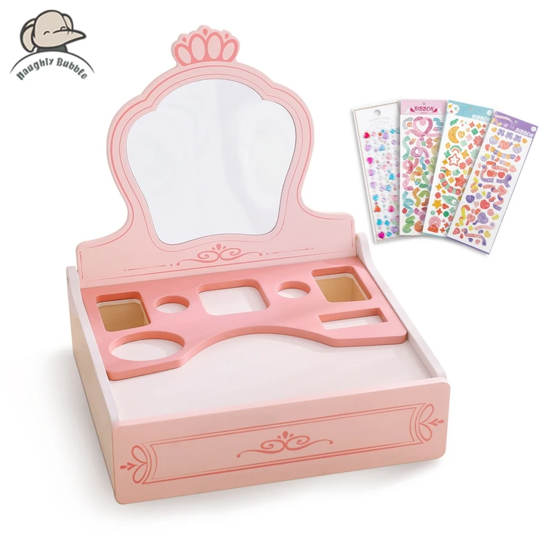 

Baby Wooden Dressing Table Toy Baby Dressing Table Children Experience Makeup Toys Kids Dressing Table A Gift For 3-5 Year Olds