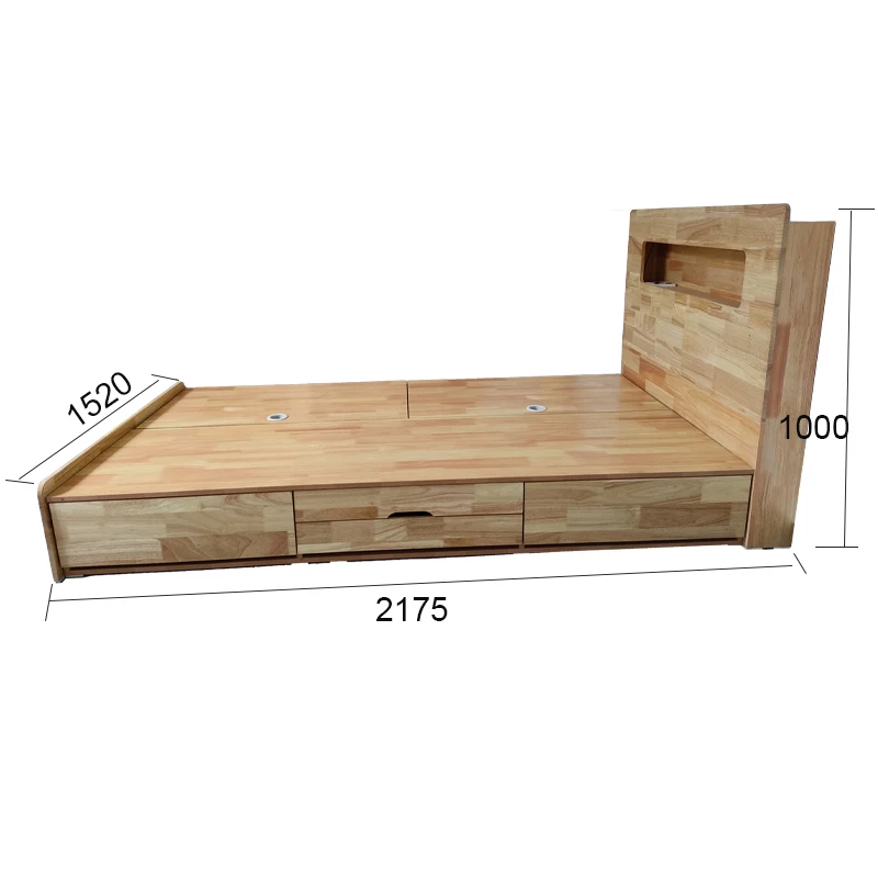 Living Room Furniture Beds Modern Solid Wood Bed Board With Drawers And Storage