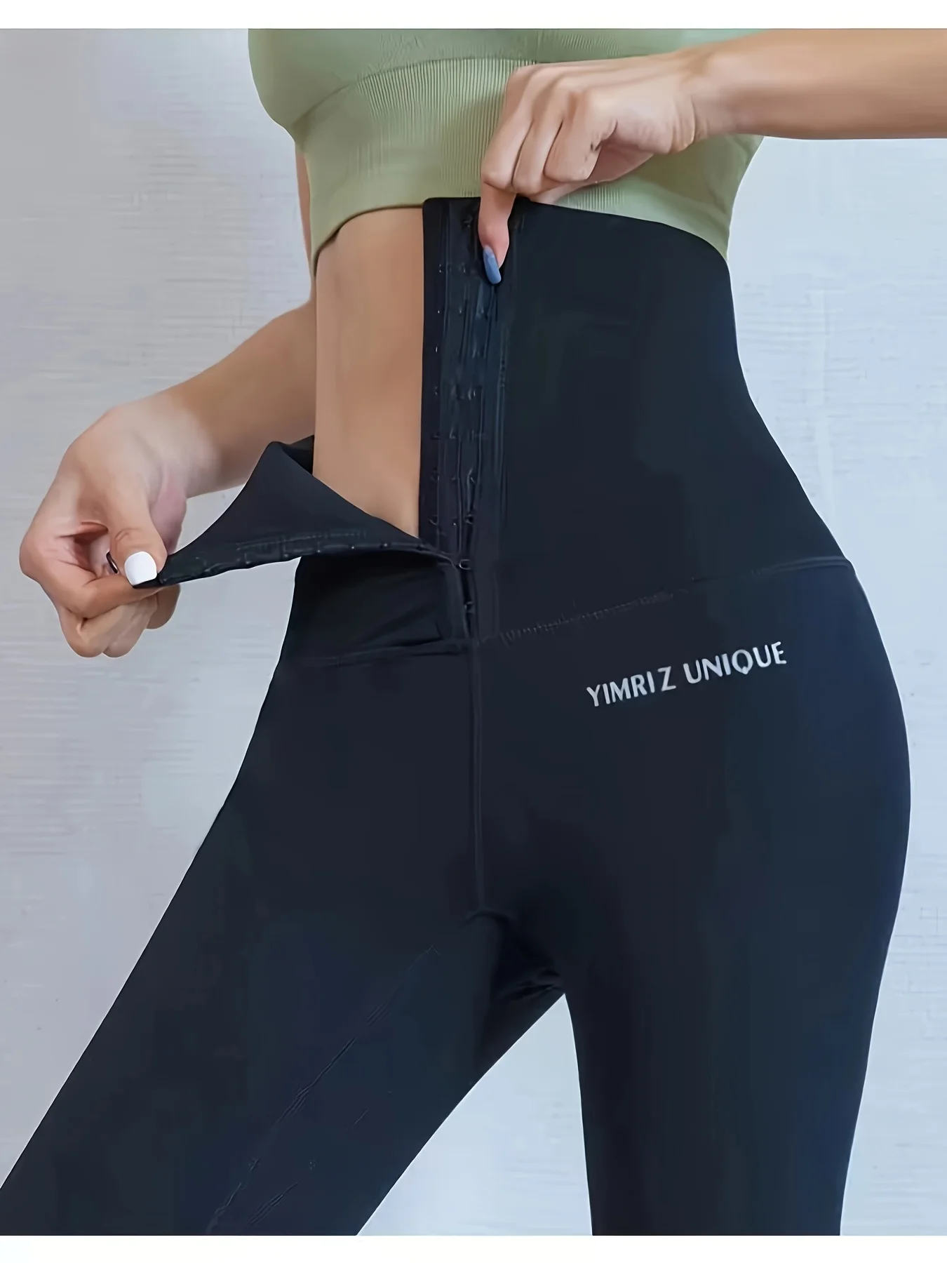 Women's High Waist Tummy Control Leggings Button Closure Butt Lifting Stretch Yoga Workout Pants image 4