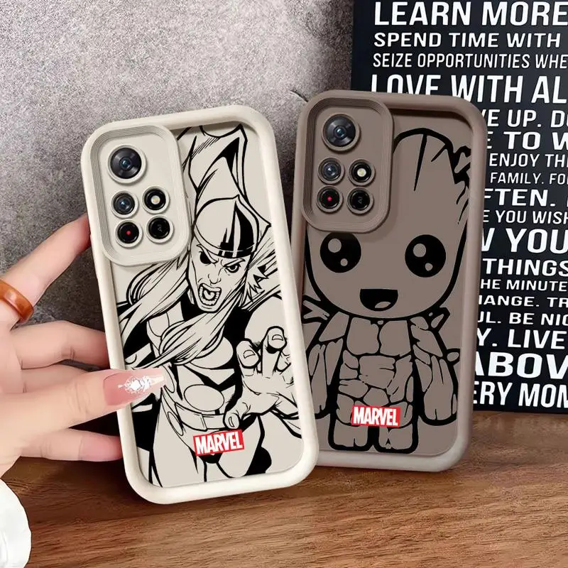 Funda de teléfono a prueba de golpes para Xiaomi Redmi Note 11, 10 Pro, 9S, 9, 12C, 12S, 10C, 9A, 9C, 11 Lite, Poco X3, NFC, Marvel Comic, Groot, Thor