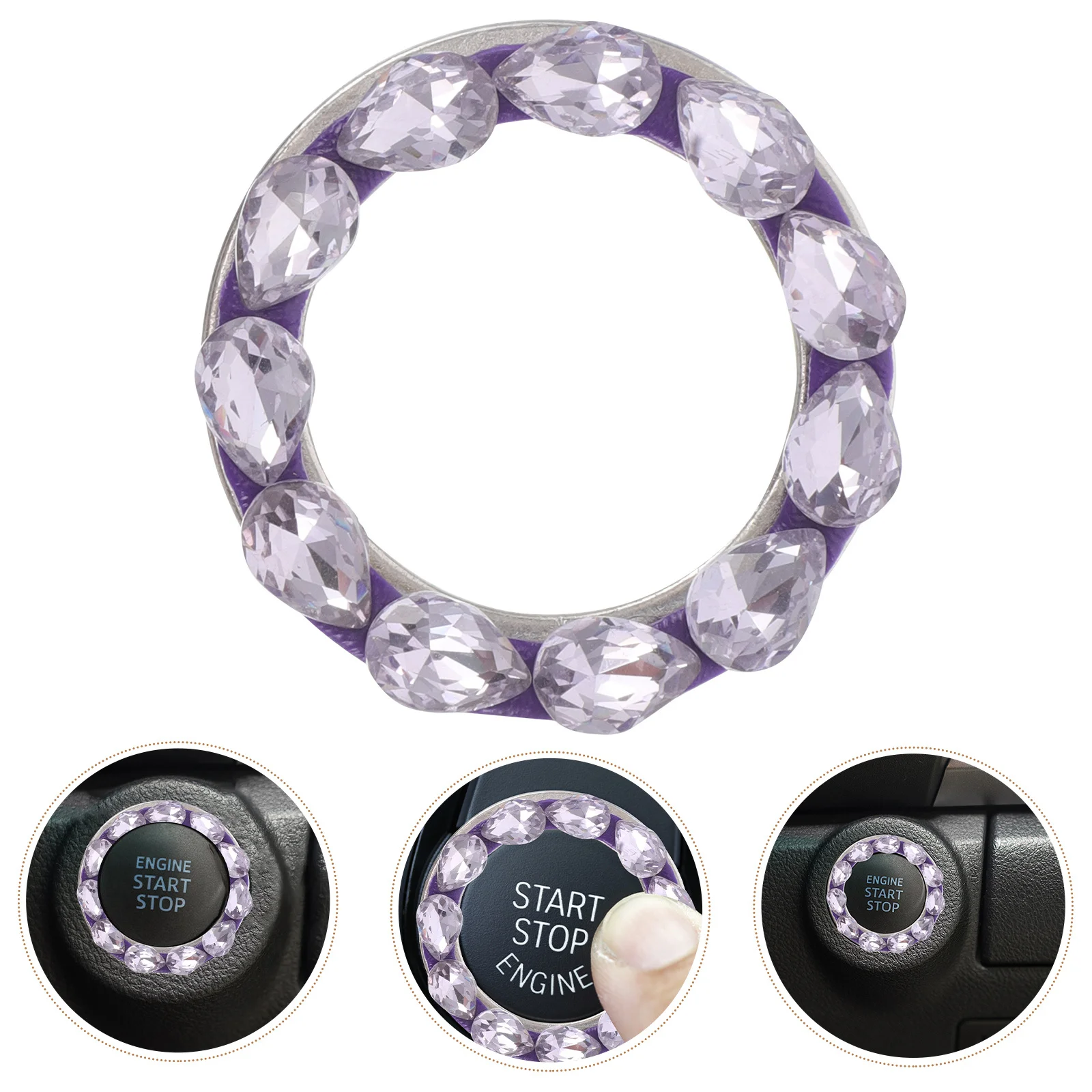

Bling Push Start Button Cover Rhinestone Car Engine Start Button Cover Sparkling Car Interior Decor for Women Bling Decor