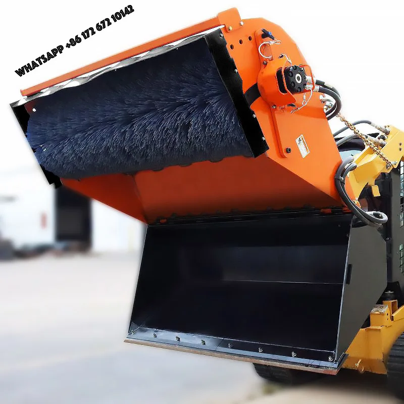 Quick Change Skid Steer Pick-up Box Broom Sweeper Attachment for Construction Industrial or Municipal Work