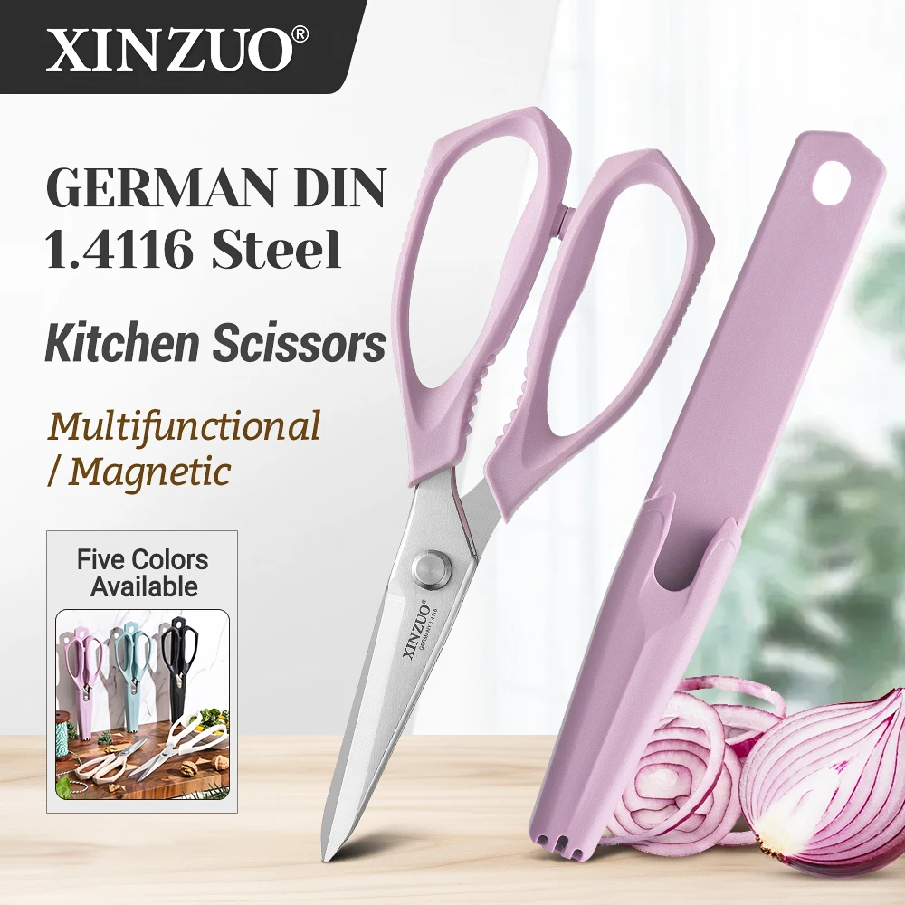 XINZUO Multi-Function Kitchen Scissors German DIN 1.4116 Steel Magnetic Adsorption Refrigerator Scissors Kitchen Cutting Shears
