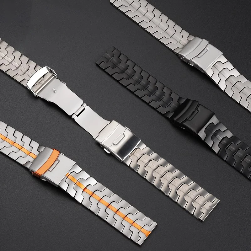 Correa de reloj de metal de titanio para Swatch x Blancpain, correa de reloj conjunta Fifty Fathoms, hombres y mujeres, cinco pulseras oceánicas, 22mm, naranja y negro