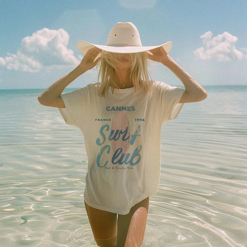 

Летняя футболка с короткими рукавами и графическим принтом в Канне, Франция, винтажный пляжный топ в стиле ретро для мужчин и женщин, модная дорожная футболка, повседневные футболки