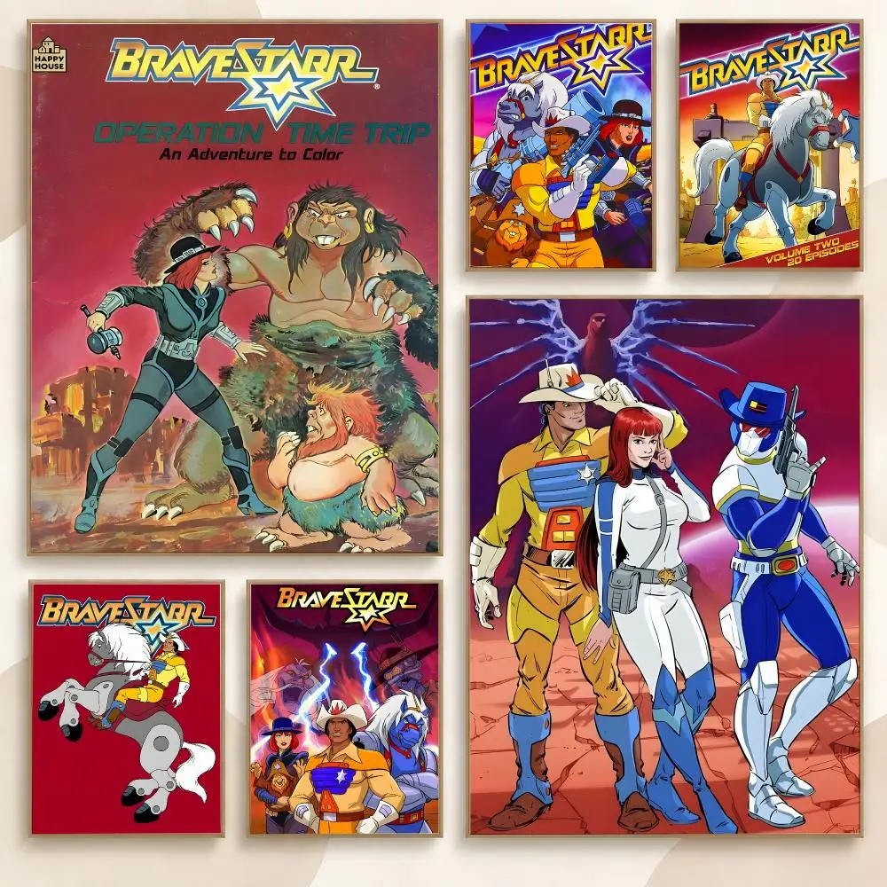 BraveStarr 80s Classic Cartoon Sci-Fi Western Series Poster Contemporary Wall Art Print for Bedroom & Living Room, Unframed