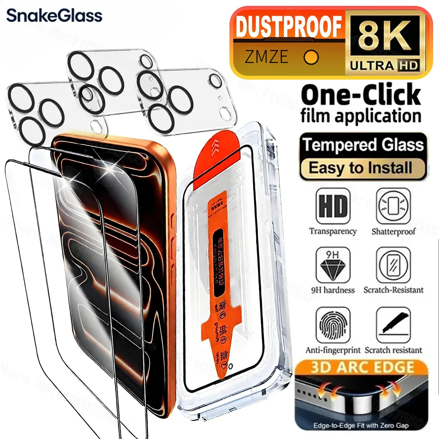 

Set of 5 High-Definition Screen Protectors + 5 Clear Tempered Glass Camera Protectors,for IPhone 17 Pro Max 16 15 14 13 Pro Max