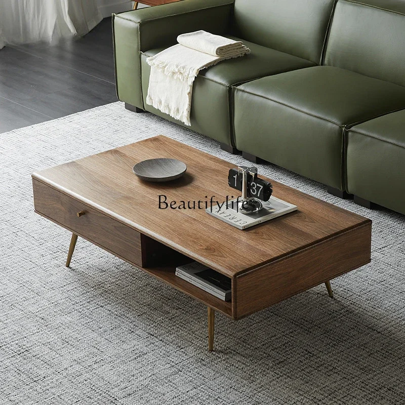 

FG44Nordic Solid Wood Coffee Table Living Room Small Apartment Light Luxury Coffee Table Rectangular Modern Minimalist