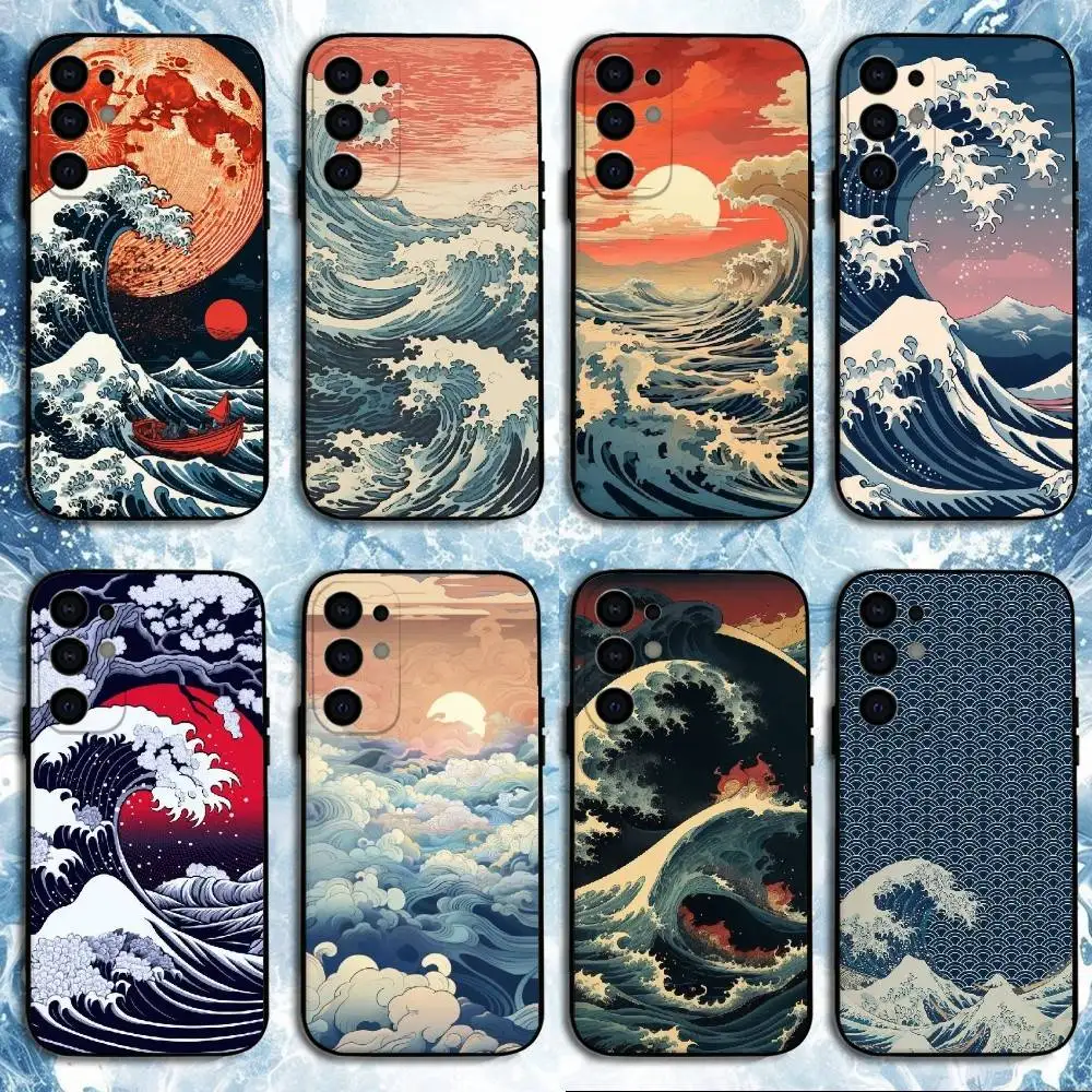 

Ukiyo Ocean Waves Phone Case For Samsung S25,S24,S23,S22,S21,S20,Plus,Fe,Lite,Others Black Cover