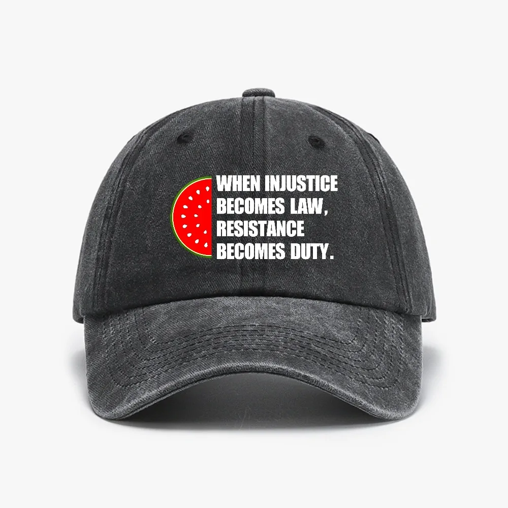 

Watermelon Symbol Freedom hat Watermelon Flag Golf Caps Men Women Distressed Washed Baseball Cap Human Rights Peace Love hats