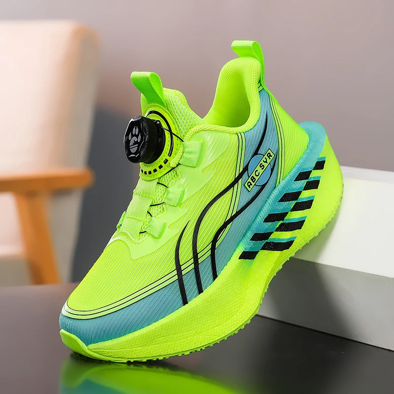 

Детские дышащие кроссовки с сетчатой тканью, уличные противоскользящие кроссовки с мягкой подкладкой, спортивная обувь для ходьбы с быстрой шнуровкой для мальчиков и девочек