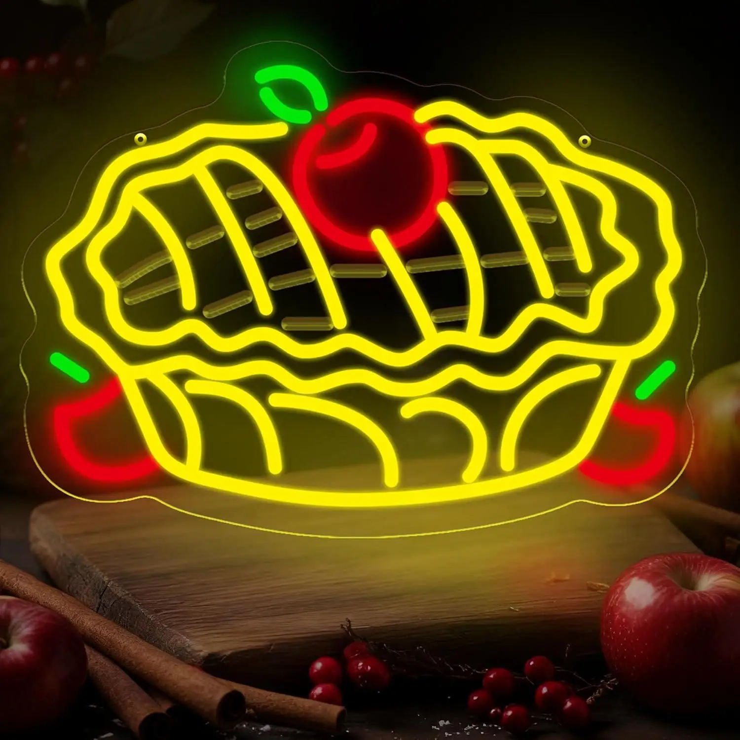 

Apple Pie Neon Sign Dimmable LED Wall Light for Home Kitchen Restaurant Coffee Shop Club Bar Party Wall Decor Business Led Signs