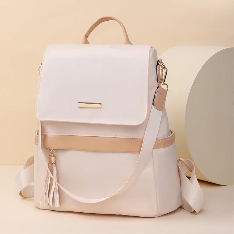 Zipper Soft Handle Outer Frame Nylon 2024 High Quality Backpack Solid Color Air Cushion Back Casual Backpack College Style Bag