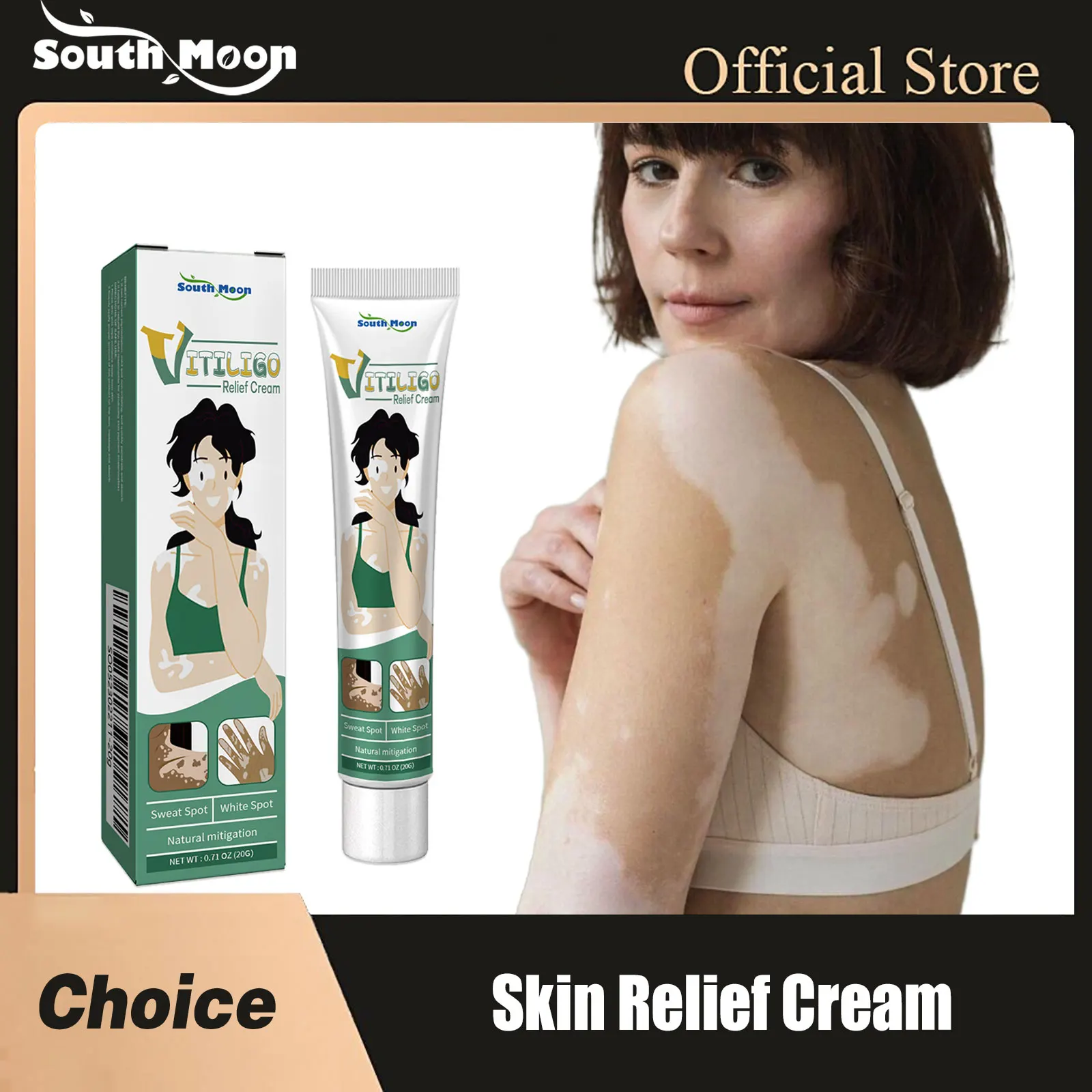 

South Moon Skin Relief Cream Eliminate White Mark Repairing Leukoplakia Deeply Nourishing External Vitiligo Treatment Creams 20g