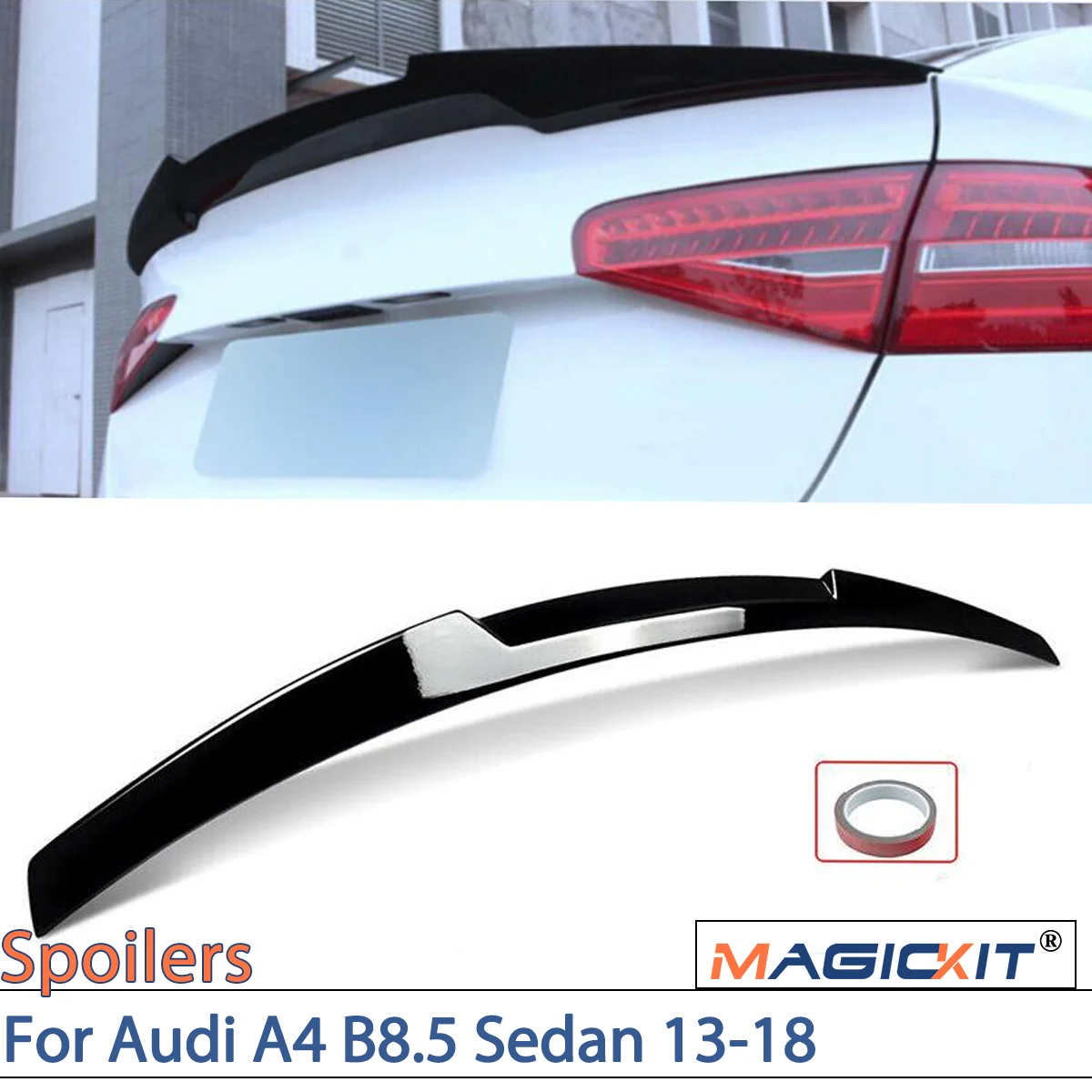 

MAGICKIT V Style Gloss Black M4 Rear Trunk Spoiler Wing For Audi A4 Sedan Facelift 2013-2016 Models Only CAR Accessories ABS