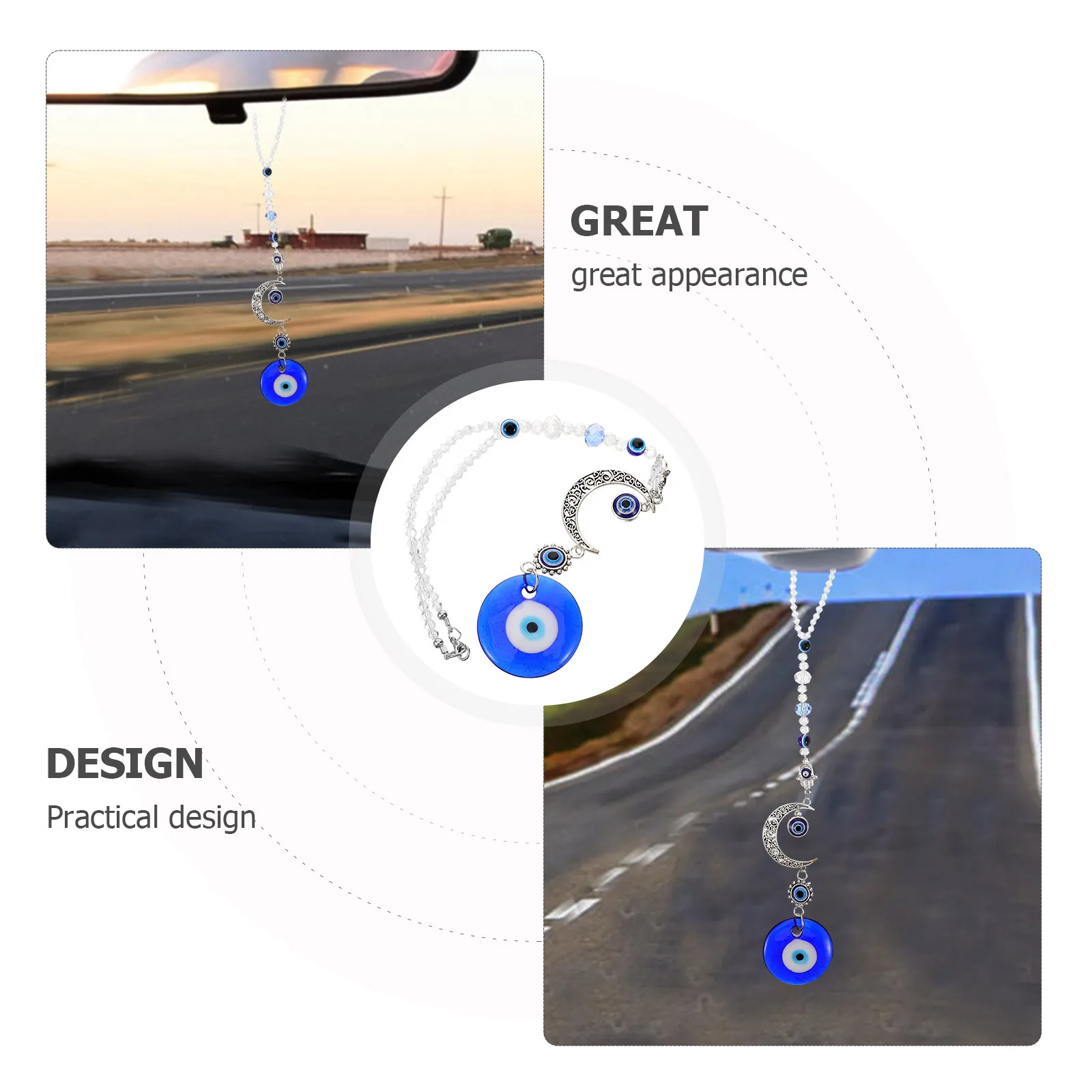 

Evil Eye Car Hanging Pendant Crystal Rear View Mirror Decor Car Interior Hanging Ornament Accessories Rearview Mirror Decor