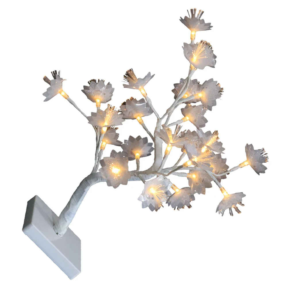 LED شجرة شكل سطح المكتب مصباح الليل USB الألياف البصرية ضوء الجدول مصباح ديكور غرفة نوم ضوء الليل لتزيين المنزل الطرف