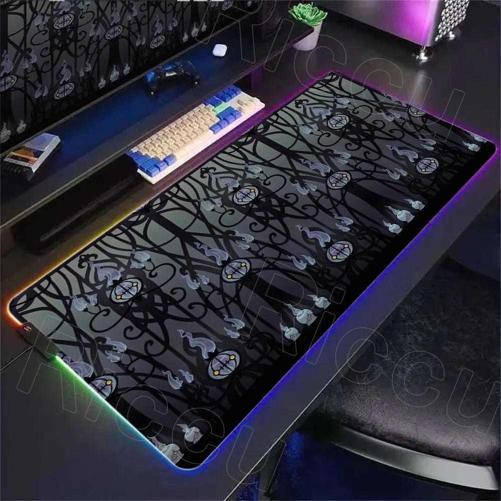 RGB Mouse Pad Pokemon Pikachu Gengar Chandelure Computer Carpet Mat E-sports Players Laptop Keyboard LED Mousepad Large Desk Mat