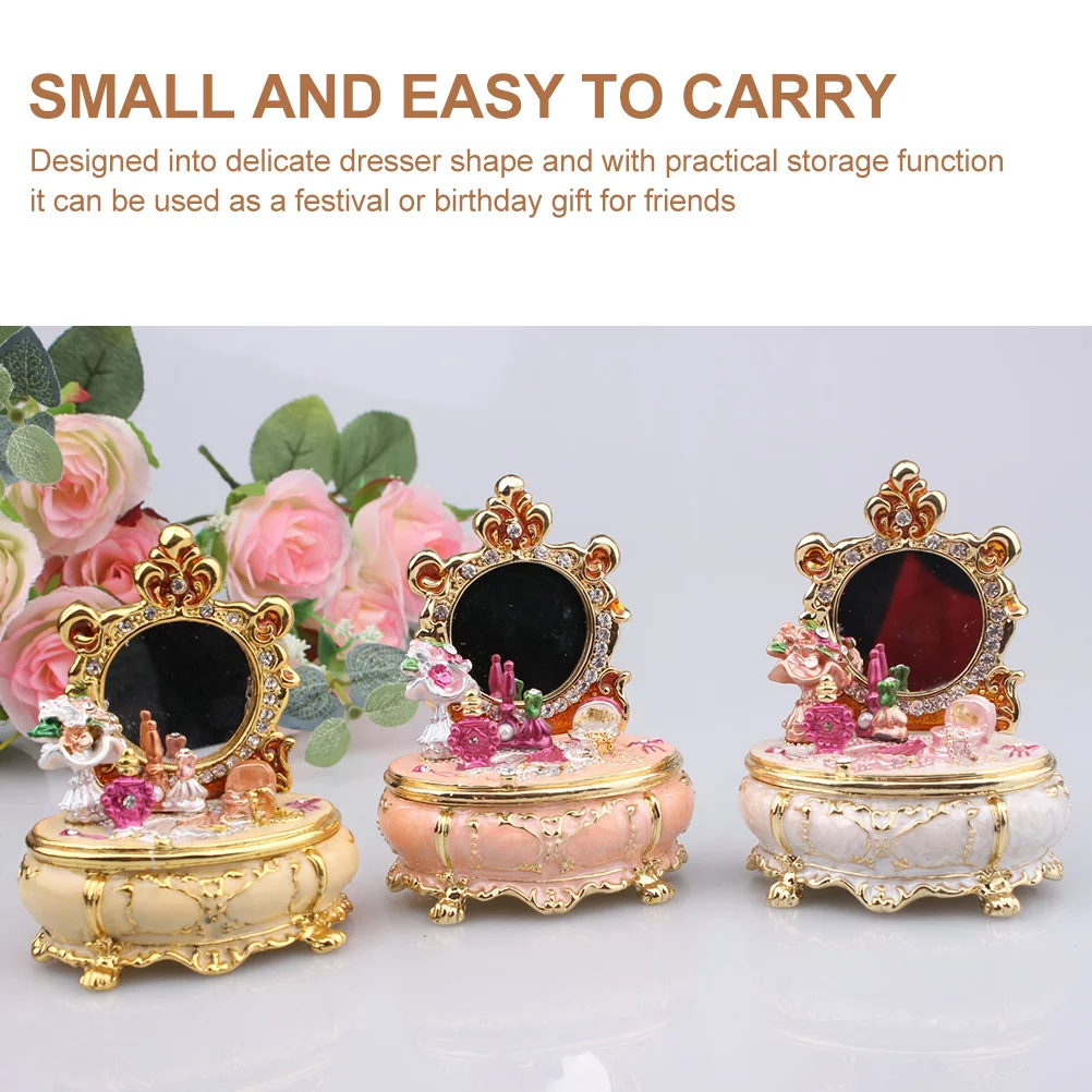 

Коробка для хранения ювелирных изделий из цинкового сплава, небольшой контейнер, комод в форме кольца, ожерелье, держатель для сережек, настольное украшение, шкатулка для драгоценностей