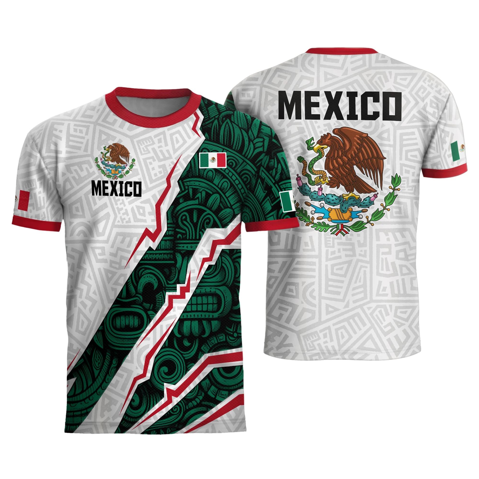 Mexico T-shirt Men 3D Printed Aztec Eagle Snake Graphic Tee Mexican Flag Cultural Streetwear Summer Breathable Casual Top Shirt