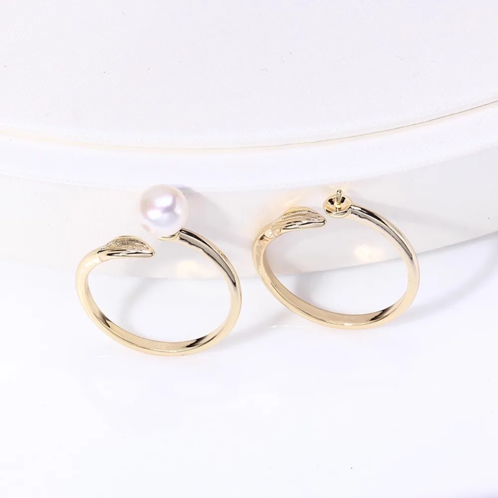 

5pcs Adjustable Gold Plated Pearl Ring Settings Findings & Accessories-for Jewelry Making Bulk Wholesale Craft Supplies 6-7mm
