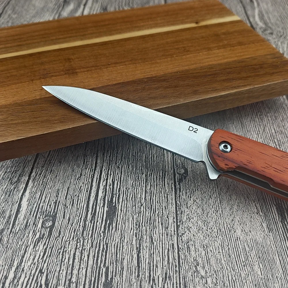 D2 steel folding knife, sandalwood mango with back clip, CS GO, laptop, EDC outdoor camping tool