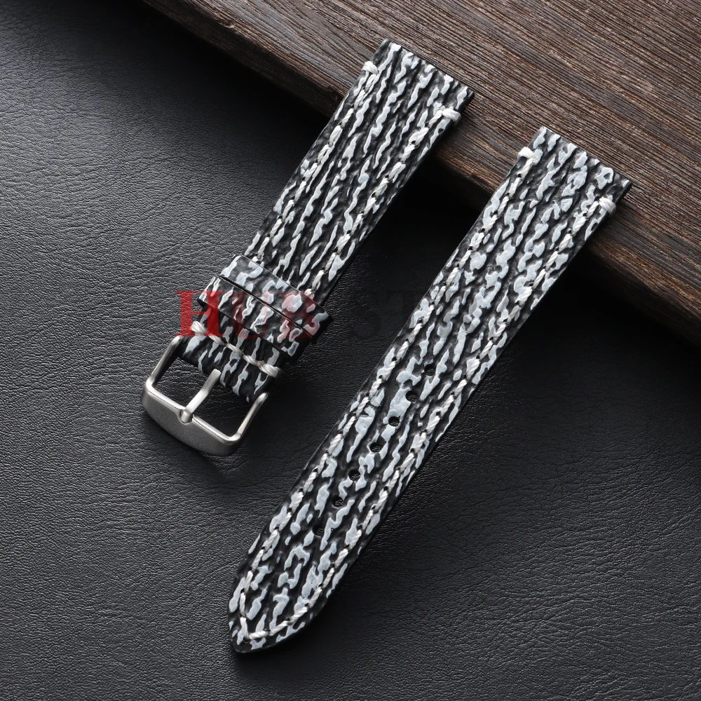 18/19/20/21/22/23/24mm Geprägtes Schlangen- und Haifischhautmuster Handgefertigtes Leder-Uhrenarmband Vintage Rindsleder Herren-Armband – Detail 14