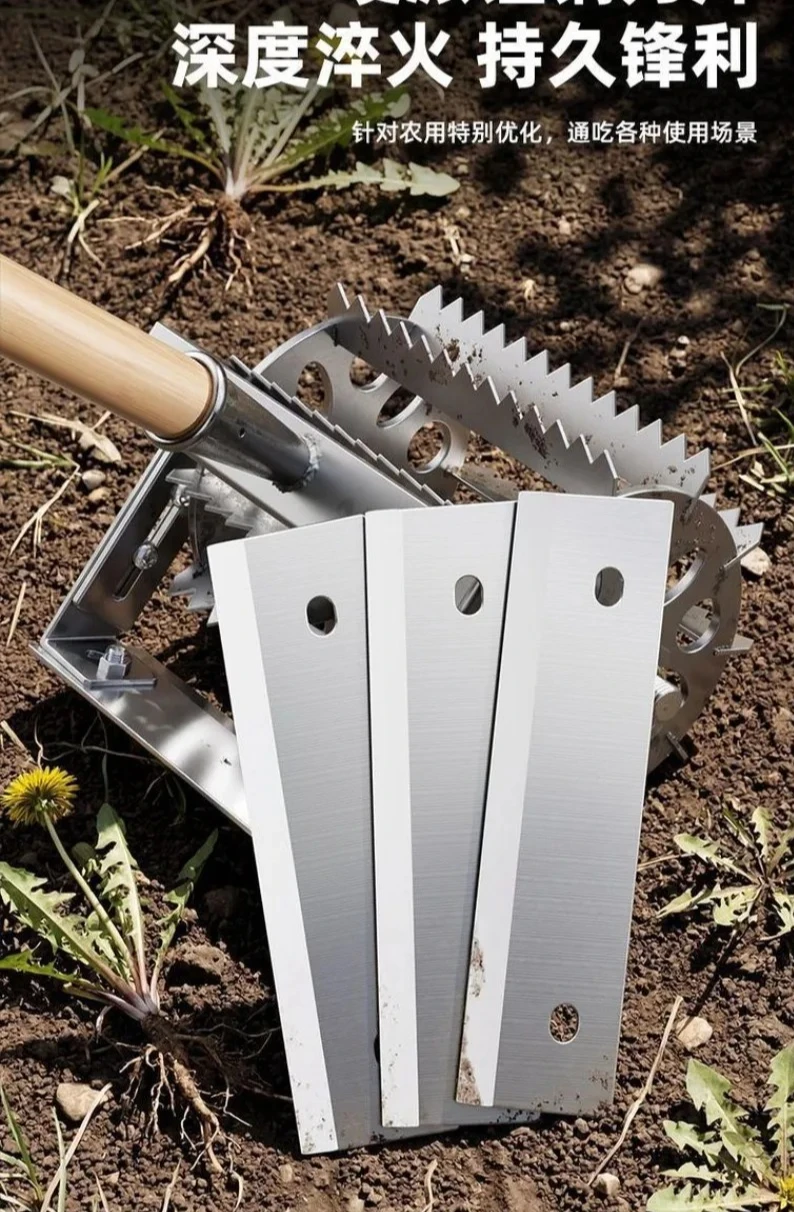 Hand Push Rolling Weeding Rake Labor Saving Manual Weeder Soil Loosening Garden Tool