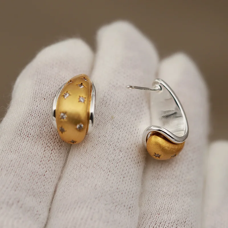 جديد البصر تصميم فاخر كريستال ستار وأقراط للنساء أزياء العلامة التجارية مجوهرات أقراط معدنية Waterdrop