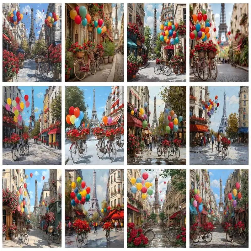 

GATYZTORY DIY Pictures By Number Street Landscape Kits Home Decor Painting By Numbers City Drawing On Canvas HandPainted Art Gif